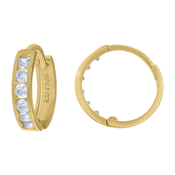 10kt Yellow Gold Womens Single Row CZ Cubic Zirconia Hoop Earrings