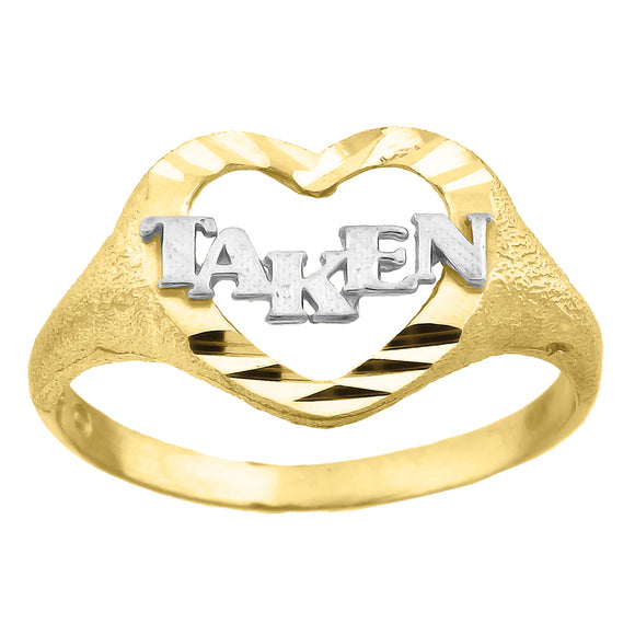 10kt Gold Womens Two-tone DC Taken Heart Band Ring