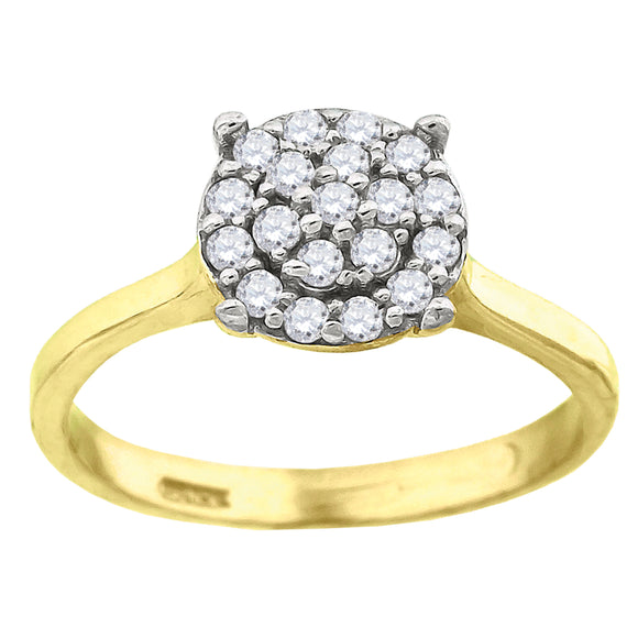 10kt Two-tone Gold Womens Round Cubic Zirconia Engagement Ring 