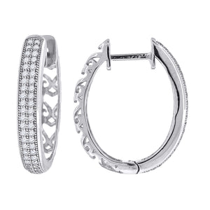 925 Sterling Silver Womens Cubic Zirconia Huggie Hoop Earrings