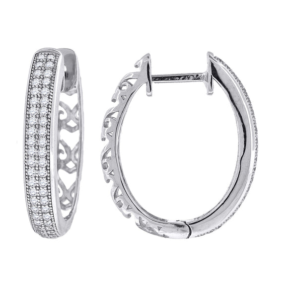 925 Sterling Silver Womens Cubic Zirconia Huggie Hoop Earrings