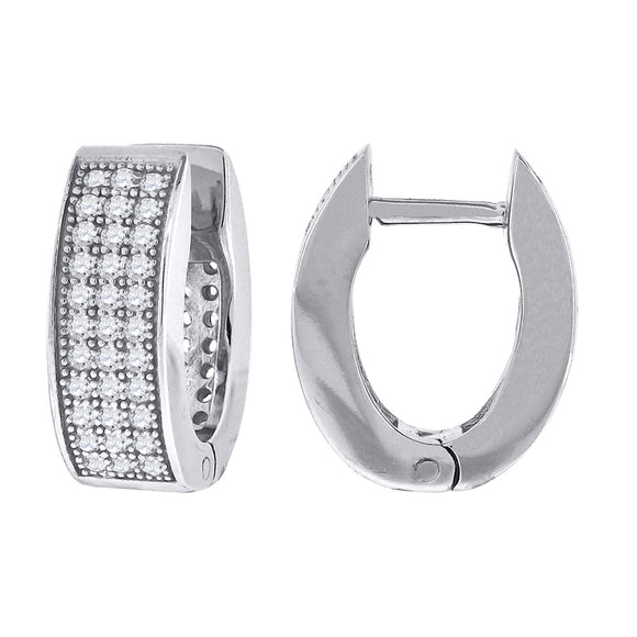 925 Sterling Silver Womens Cubic Zirconia Huggie Hoop Earrings
