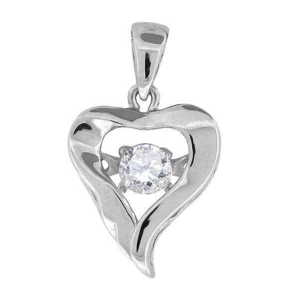 925 Sterling Silver Womens Sparkling CZ Heart Charm Pendant