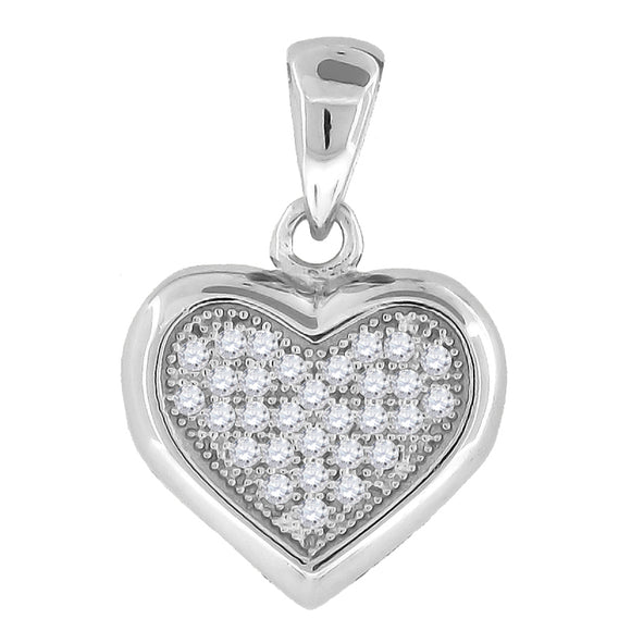 925 Sterling Silver Womens Cubic Zirconia Heart Charm Pendant