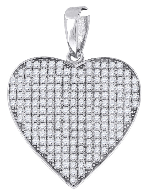 925 Sterling Silver Womens Cubic Zirconia Heart Charm Pendant