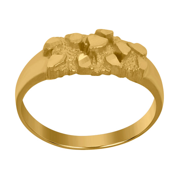 10kt Yellow Gold Mens Nugget DC Textured Band Ring