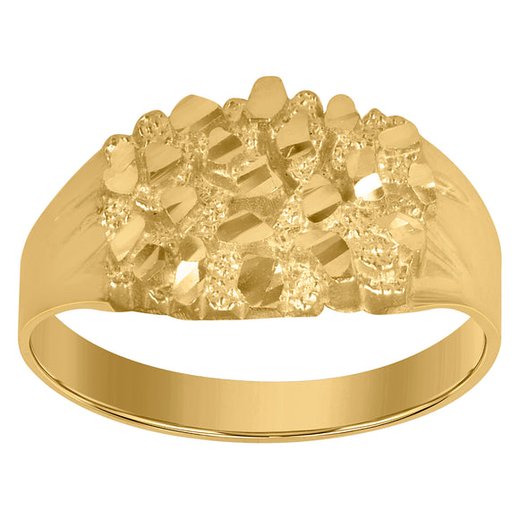 10kt Yellow Gold Mens Nugget DC Textured Band Ring