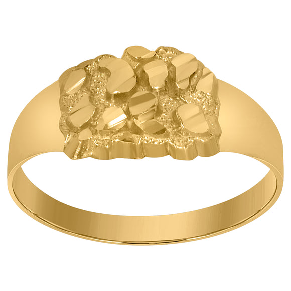10kt Yellow Gold Mens Nugget DC Textured Band Ring