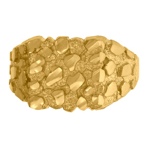 10kt Yellow Gold Mens Nugget DC Textured Band Ring