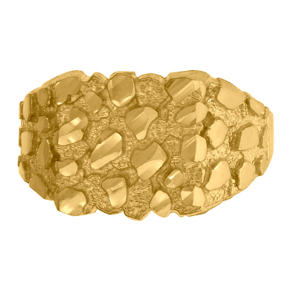 10kt Yellow Gold Mens Nugget DC Textured Band Ring