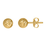 10kt Yellow Gold Mens Diamond-cut Ball Stud Earring 6mm