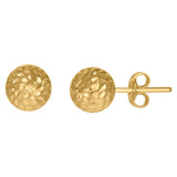 10kt Yellow Gold Mens Diamond-cut Ball Stud Earring 8mm