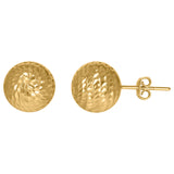 10kt Yellow Gold Mens Diamond-cut Ball Stud Earring 10mm