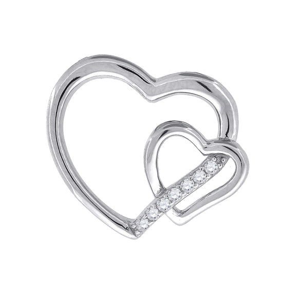925 Sterling Silver Womens CZ Heart Slide Pendant
