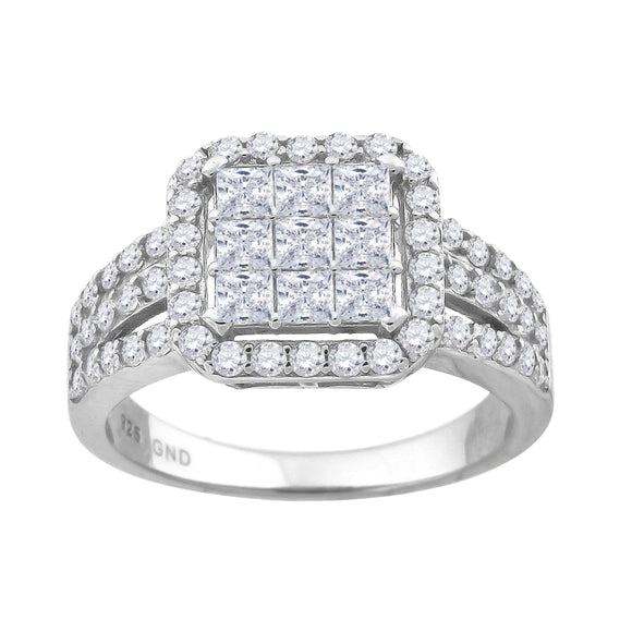 925 Sterling Silver Womens Princess Cut Cubic Zirconia Square Head Engagement Ring Size 6