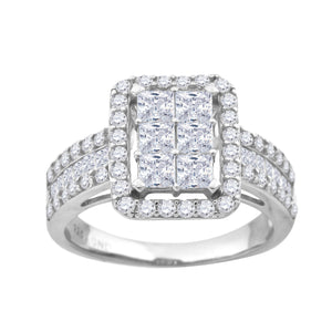 925 Sterling Silver Womens Princess Cut Cubic Zirconia Fashion Engagement Ring Size 6