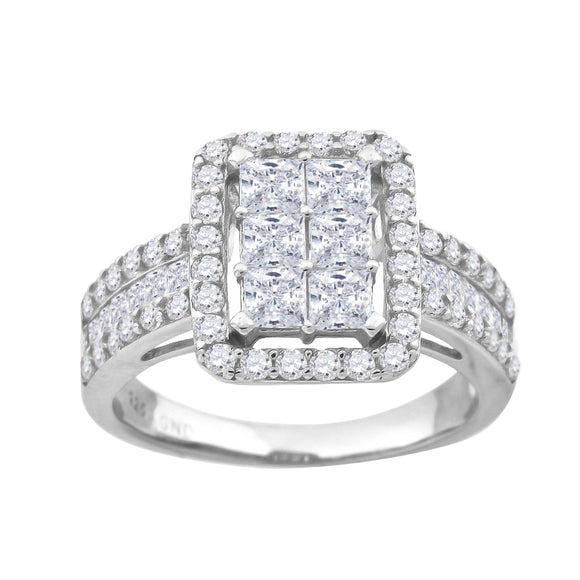 925 Sterling Silver Womens Princess Cut Cubic Zirconia Fashion Engagement Ring Size 6