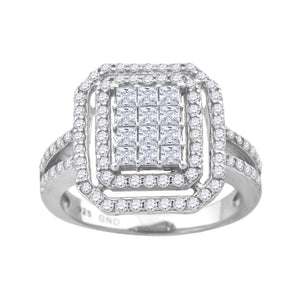 925 Sterling Silver Womens Princess Cut Cubic Zirconia Fashion Engagement Ring Size 6