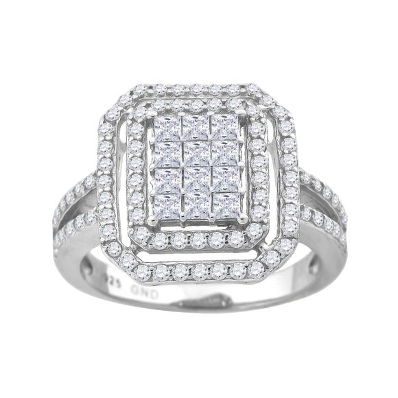 925 Sterling Silver Womens Princess Cut Cubic Zirconia Fashion Engagement Ring Size 6