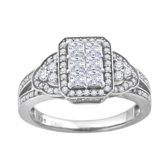 925 Sterling Silver Womens Princess Cut Cubic Zirconia Fashion Engagement Ring Size 6