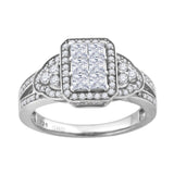 925 Sterling Silver Womens Princess Cut Cubic Zirconia Fashion Engagement Ring Size 9