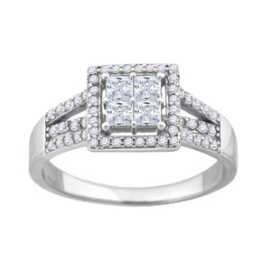 925 Sterling Silver Womens Princess Cut Cubic Zirconia Square Head Engagement Ring Size 6