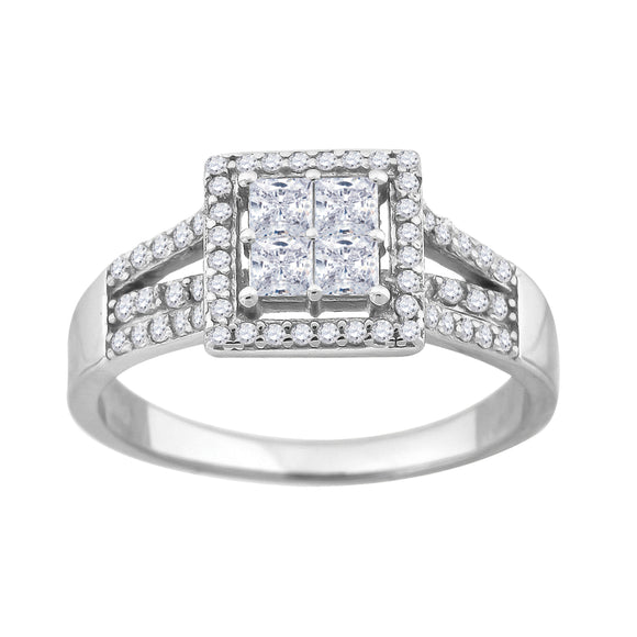 925 Sterling Silver Womens Princess Cut Cubic Zirconia Square Head Engagement Ring Size 6
