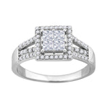 925 Sterling Silver Womens Princess Cut Cubic Zirconia Square Head Engagement Ring Size 7