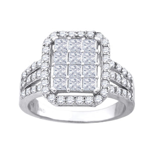 925 Sterling Silver Womens Princess Cut Cubic Zirconia Fashion Engagement Ring Size 6