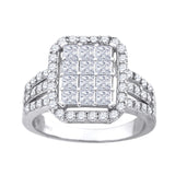 925 Sterling Silver Womens Princess Cut Cubic Zirconia Fashion Engagement Ring Size 9