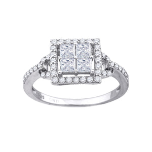 925 Sterling Silver Womens Princess Cut Cubic Zirconia Square Head Engagement Ring Size 6