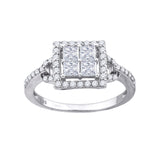 925 Sterling Silver Womens Princess Cut Cubic Zirconia Square Head Engagement Ring Size 7