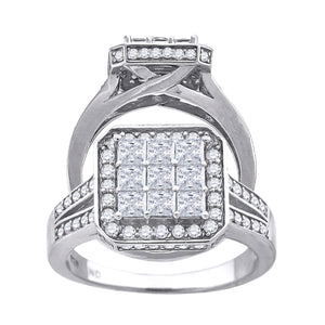 925 Sterling Silver Womens Princess Cut Cubic Zirconia Square Head Engagement Ring Size 6