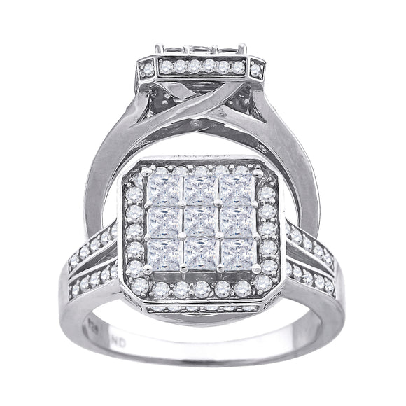 925 Sterling Silver Womens Princess Cut Cubic Zirconia Square Head Engagement Ring Size 6