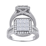 925 Sterling Silver Womens Princess Cut Cubic Zirconia Square Head Engagement Ring Size 6