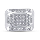 Sterling Silver Mens Round Diamond Square Cluster Ring 1/4 Cttw