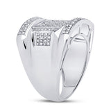 Sterling Silver Mens Round Diamond Square Cluster Ring 1/4 Cttw