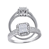 925 Sterling Silver Womens Princess Cut Cubic Zirconia Octagon Head Engagement Ring Size 9