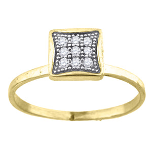 10kt Two-tone Gold Womens Cubic Zirconia Square Head Engagement Ring