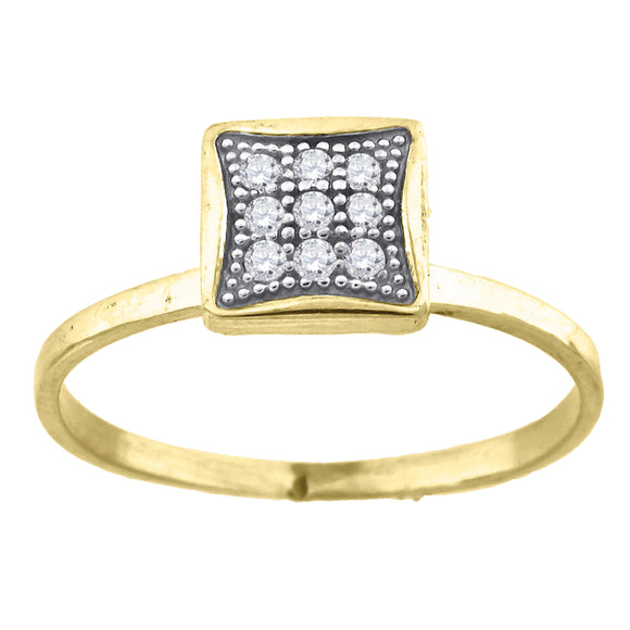 10kt Two-tone Gold Womens Cubic Zirconia Square Head Engagement Ring