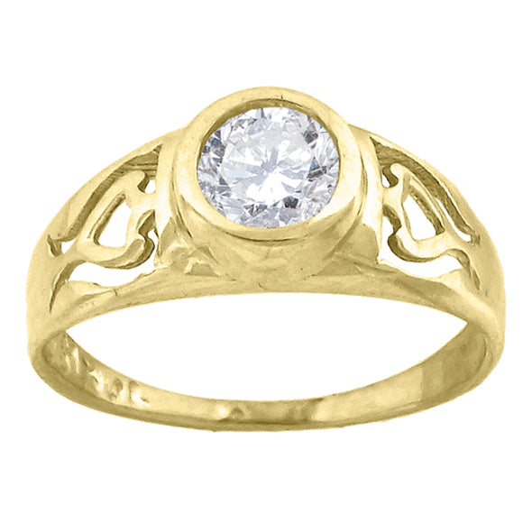10kt Yellow Gold Baby Round Cubic Zirconia Birth Stone Ring
