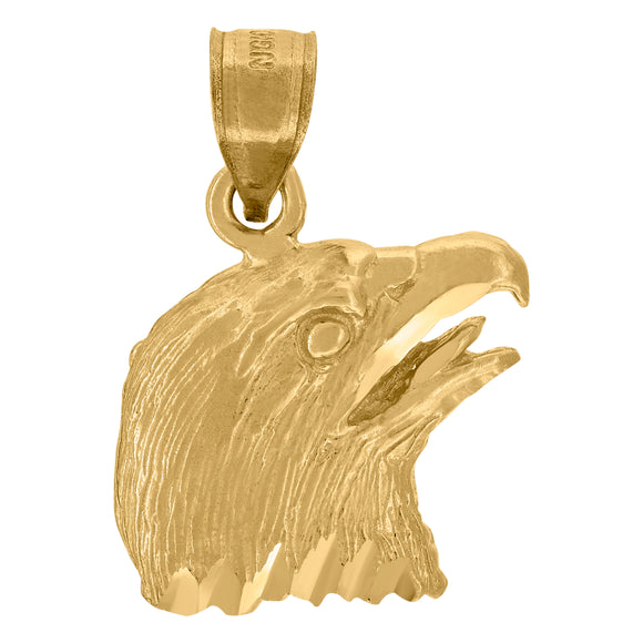 10kt Yellow Gold Womens Eagle Head Ht:20.5mm x W:14.7mm Animal Charm Pendant