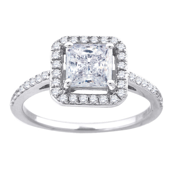 925 Sterling Silver Womens Princess Cut Cubic Zirconia Square Head Engagement Ring Size 6