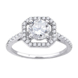 925 Sterling Silver Womens Cubic Zirconia Octagon Head Engagement Ring Size 8