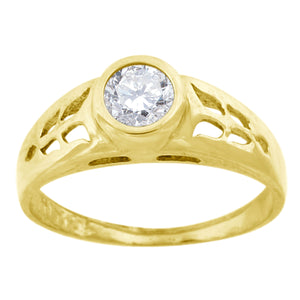 10kt Yellow Gold Baby Round Cubic Zirconia Birth Stone Ring
