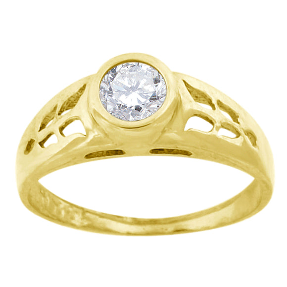 10kt Yellow Gold Baby Round Cubic Zirconia Birth Stone Ring