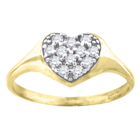 10kt Gold Womens Two-tone CZ Heart Band Ring