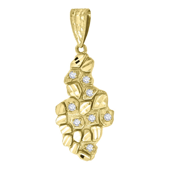 10kt Yellow Gold Mens Women Cubic Zirconia Cubic-zirconia Nugget Textured Africa Map Charm Pendant