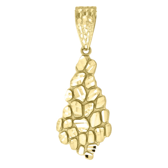 10kt Yellow Gold Mens Women Nugget Textured Charm Pendant