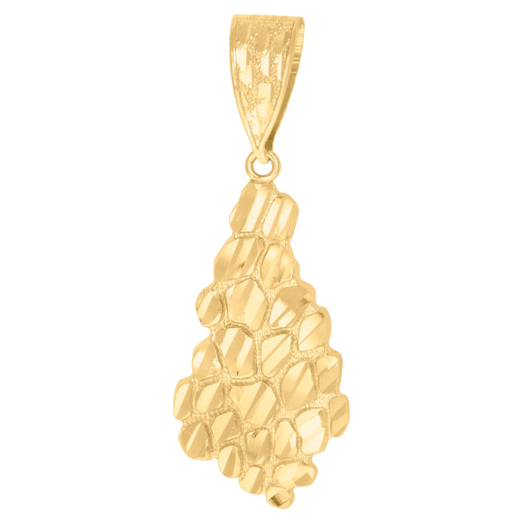 10kt Yellow Gold Mens Women Nugget Textured Charm Pendant